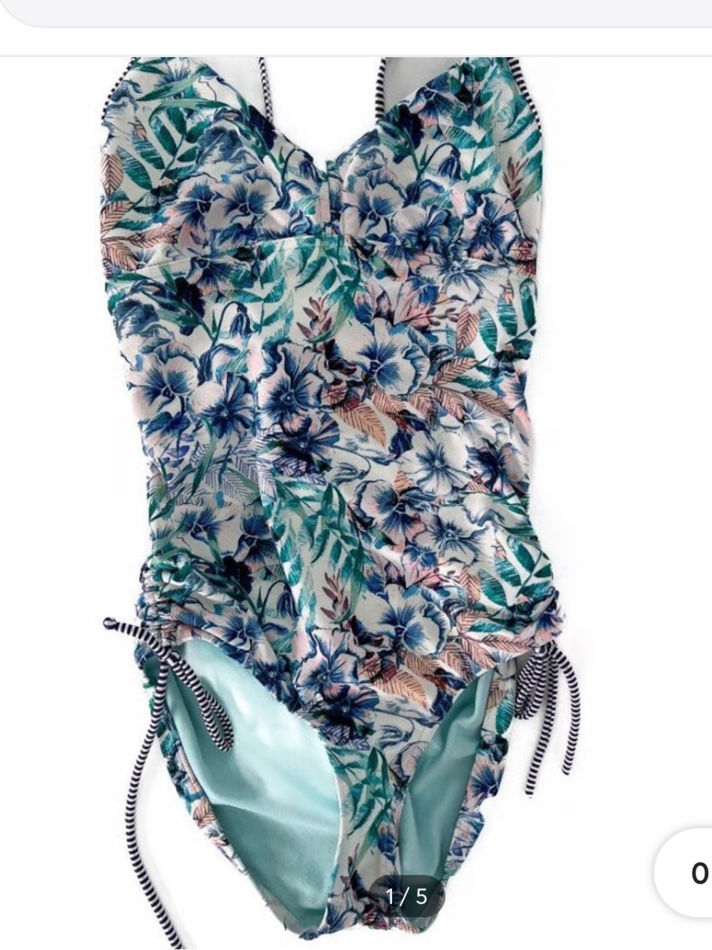 prAna Moorea' Blue Floral One-Piece Swimsuit Women’s Small